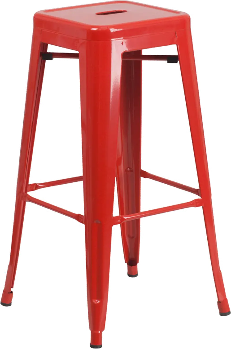 Red Metal Stackable Bar Stool