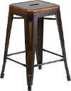 Distressed Copper Metal Counter Height Stool