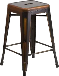 Distressed Copper Metal Counter Height Stool