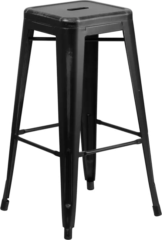 Distressed Black Metal Bar Stool-1