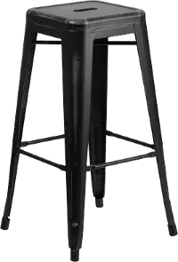 Distressed Black Metal Bar Stool
