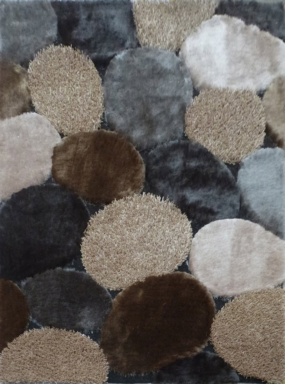 Shaggy Viscose 8 x 10 Gray and Beige Area Rug
