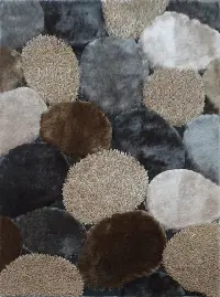 Shaggy Viscose 8 x 10 Gray and Beige Area Rug