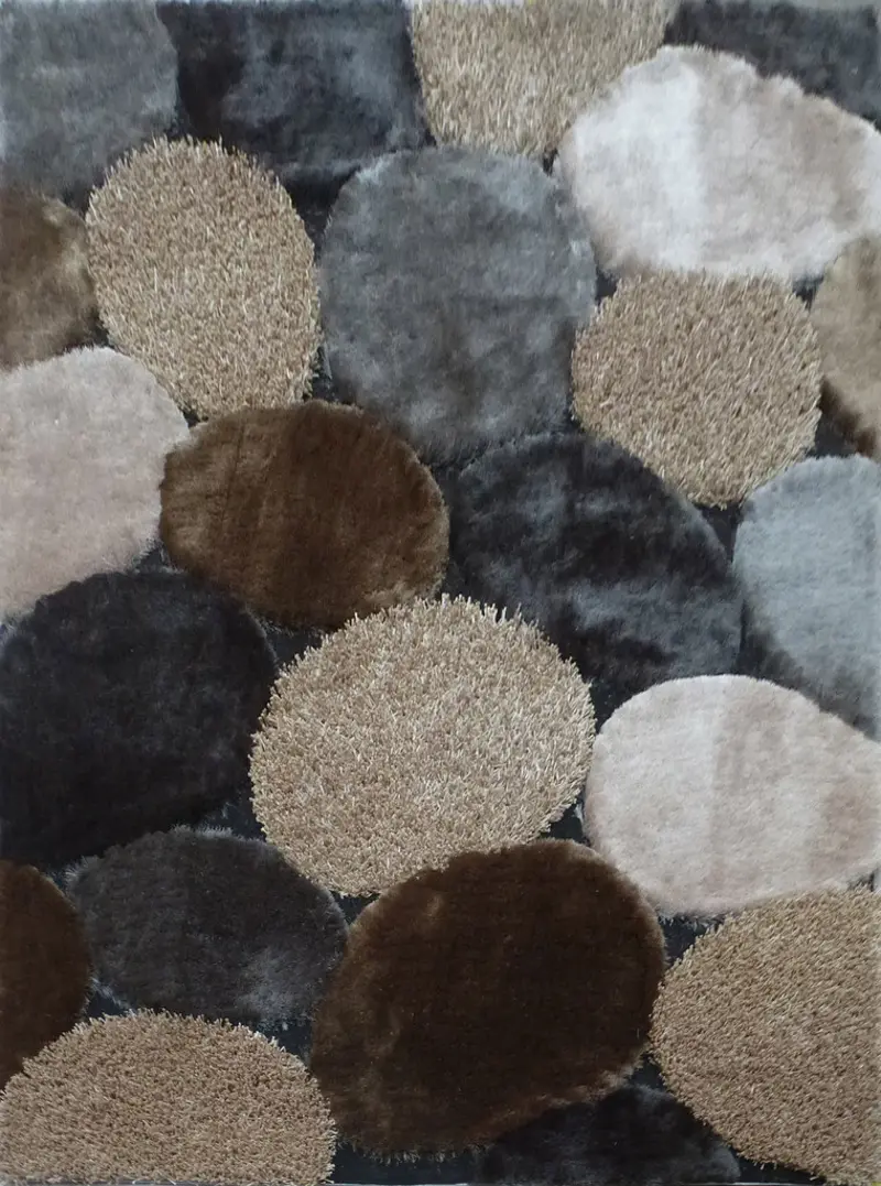 Shaggy Viscose 8 x 10 Gray and Beige Area Rug