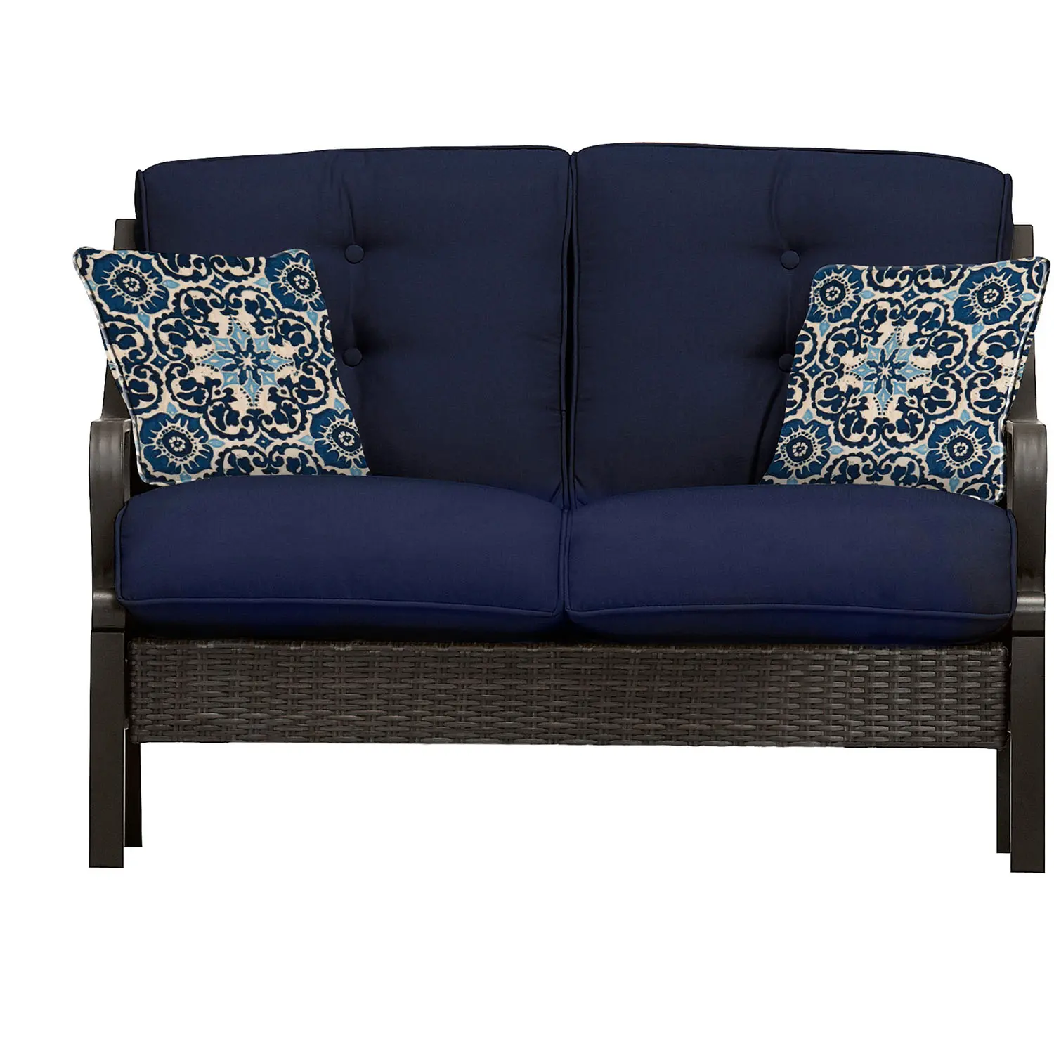 VENTURA4PC-NVY Brown and Navy 4 Piece Outdoor Patio Furniture Set - Ventura -2