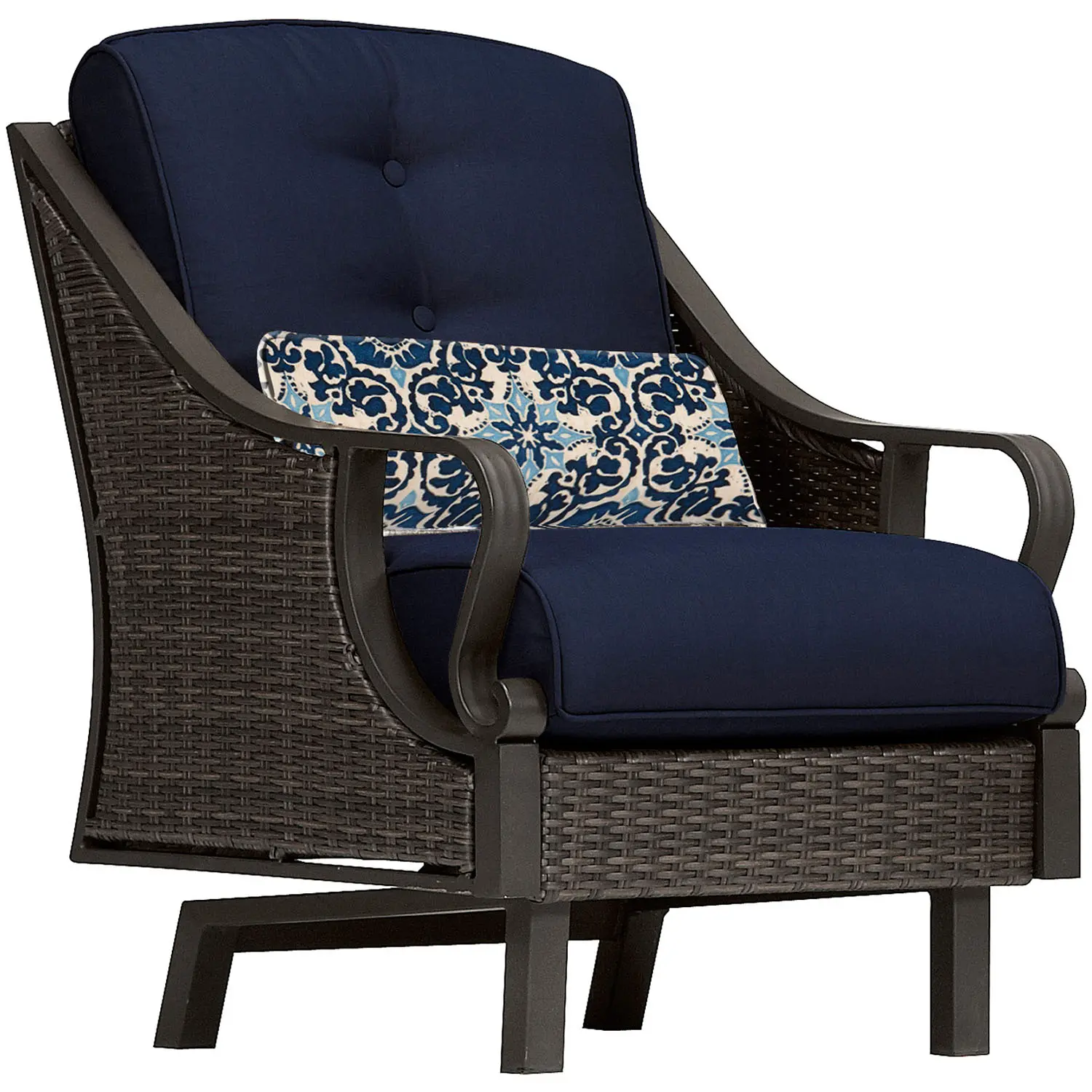 VENTURA4PC-NVY Brown and Navy 4 Piece Outdoor Patio Furniture Set - Ventura -4