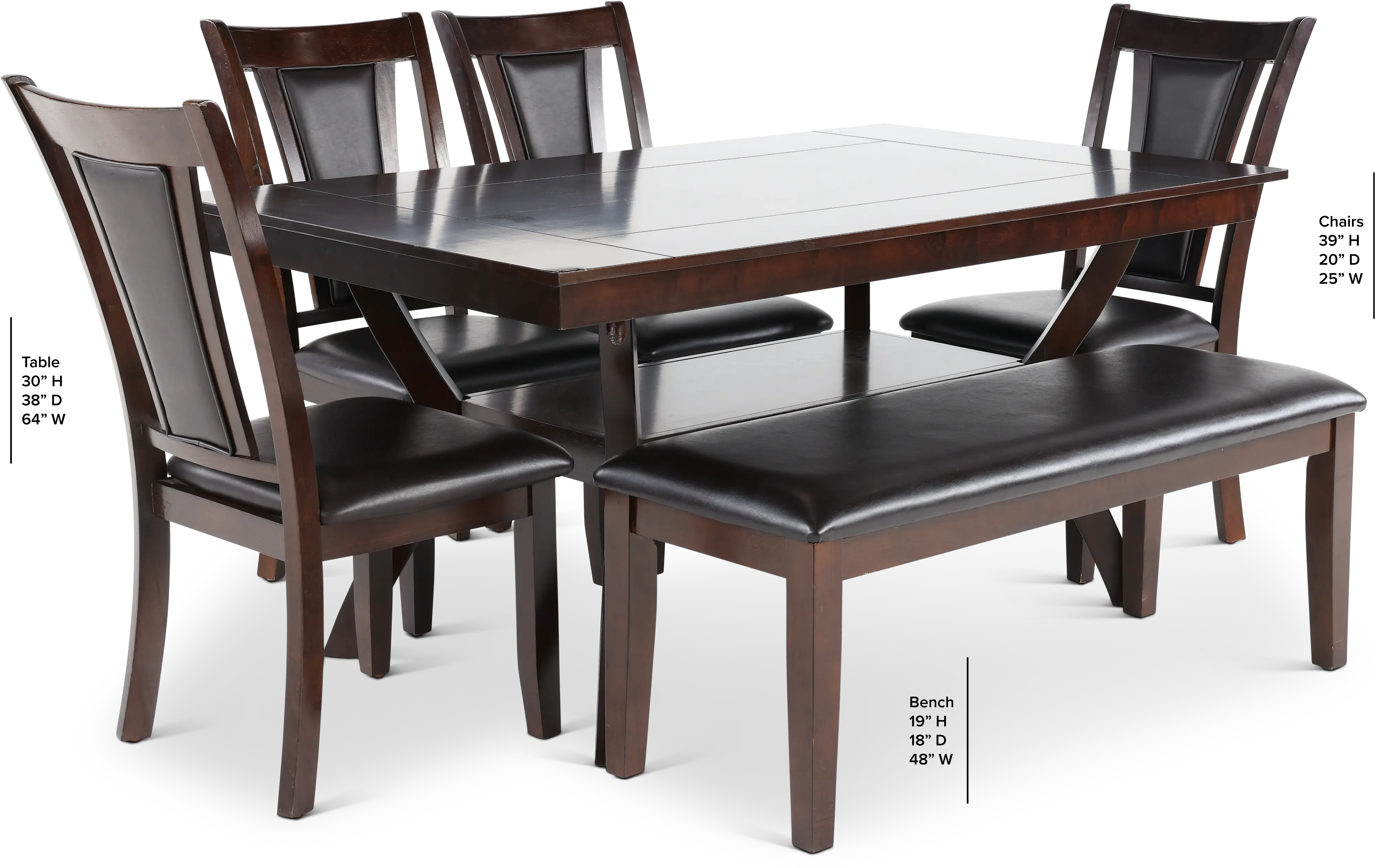 Brent Dark Cherry 6 Piece Dining Set-3