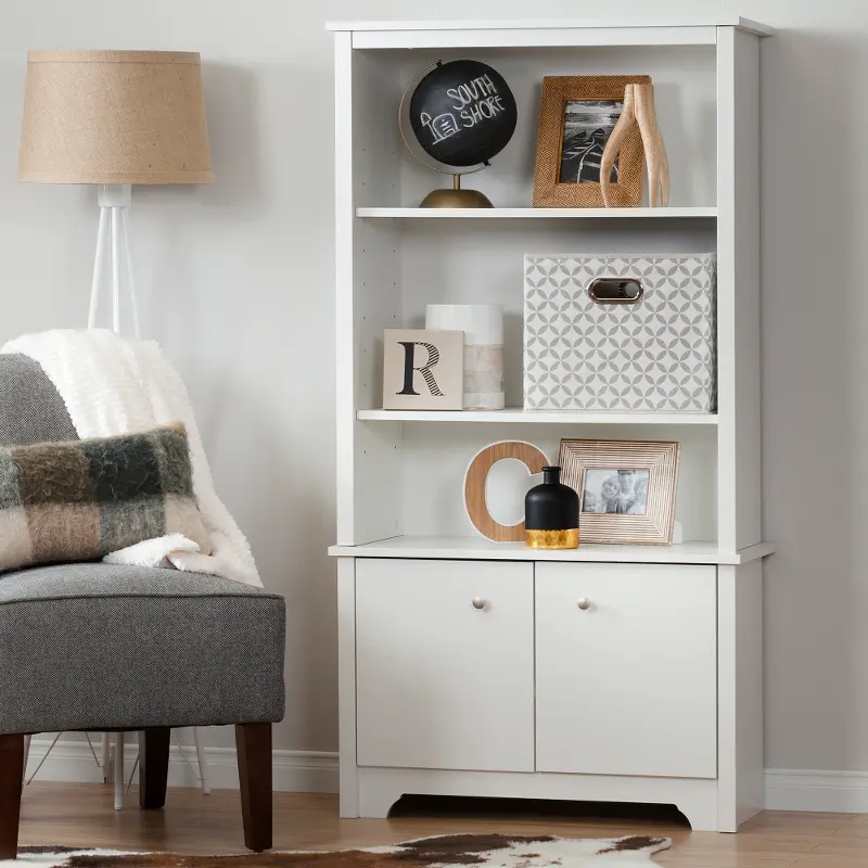 White 3-Shelf Storage Bookcase - South Shore