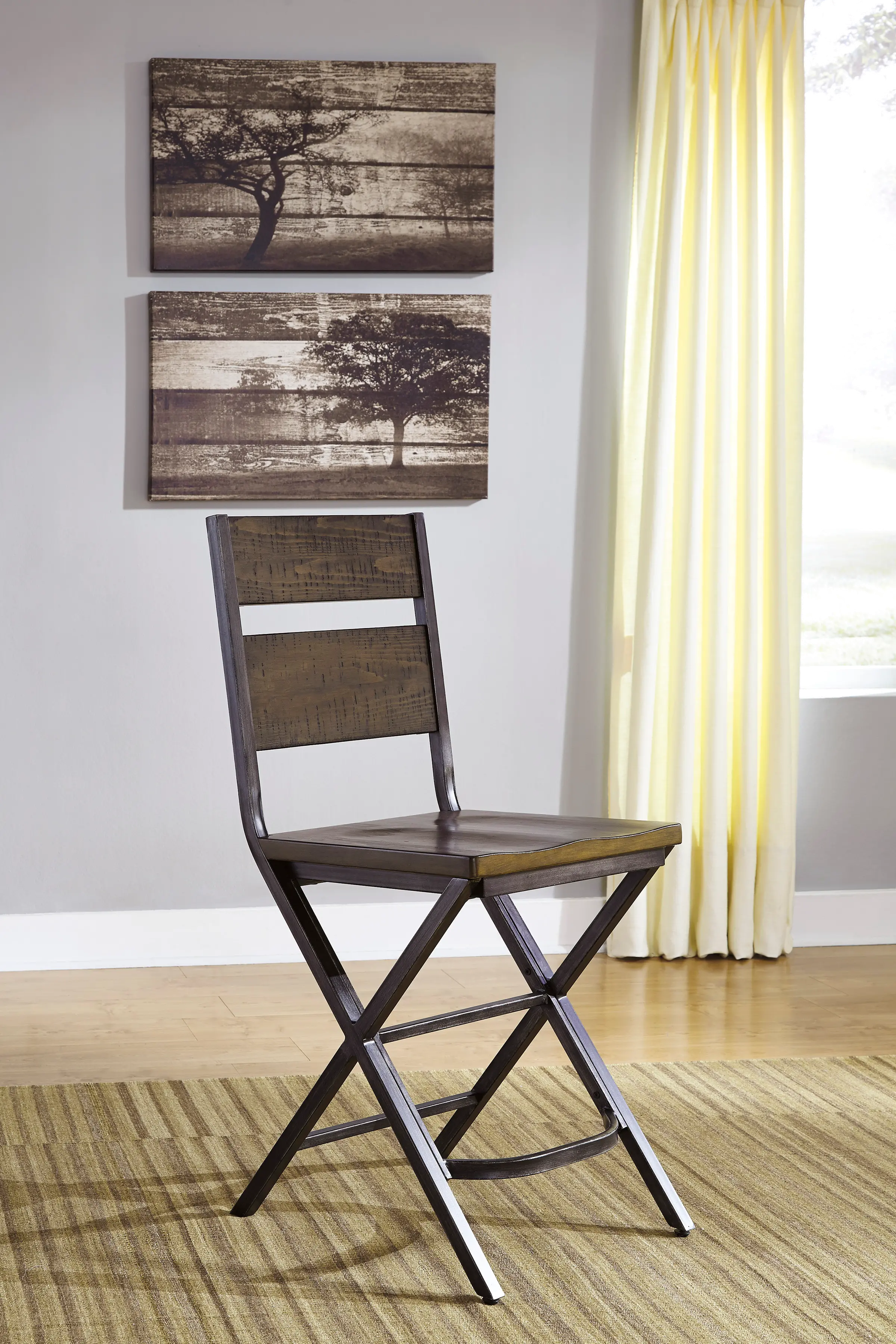 Kavara Reclaimed Wood and Metal Counter Height Stool-1
