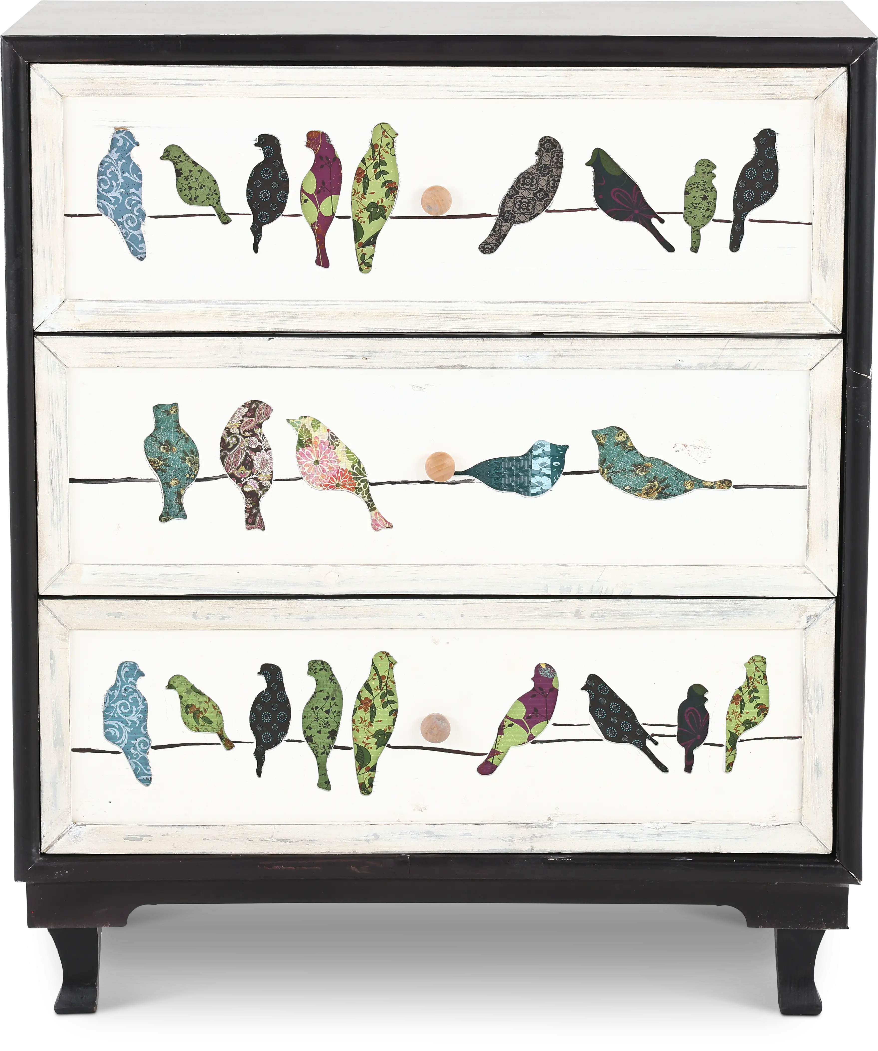 Painted 3 Drawer Bird on a Wire Chest-1