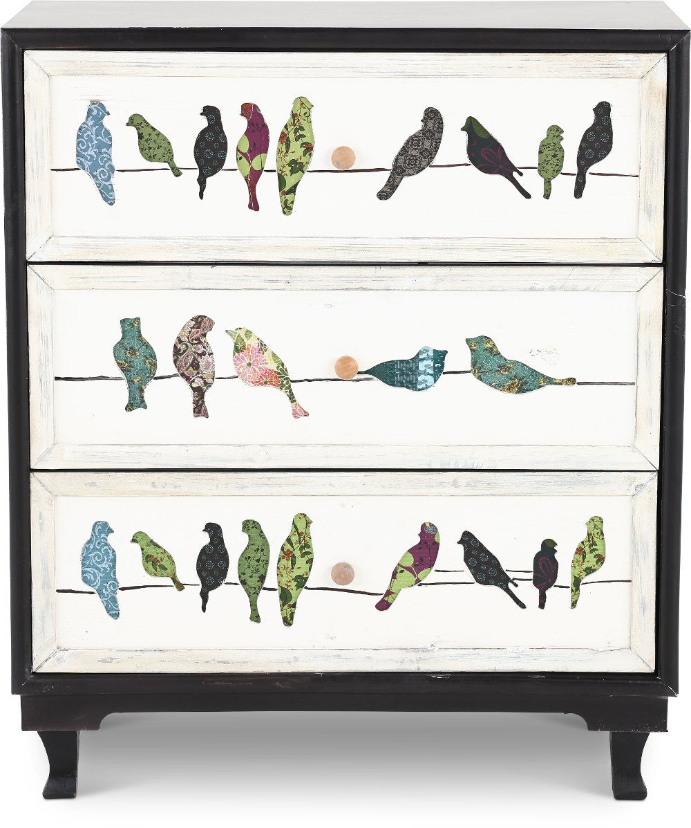 Painted 3 Drawer Bird on a Wire Chest