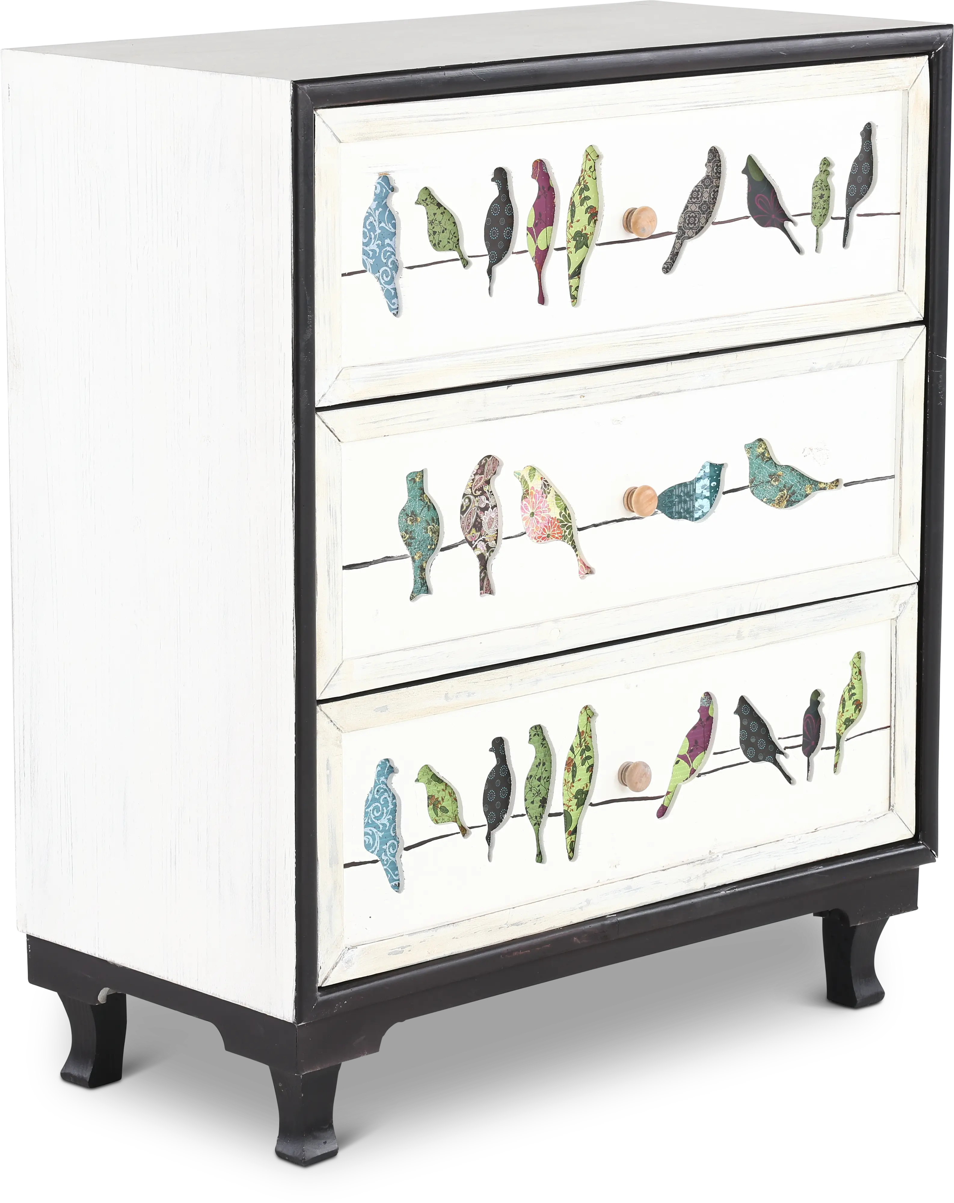 Painted 3 Drawer Bird on a Wire Chest-2