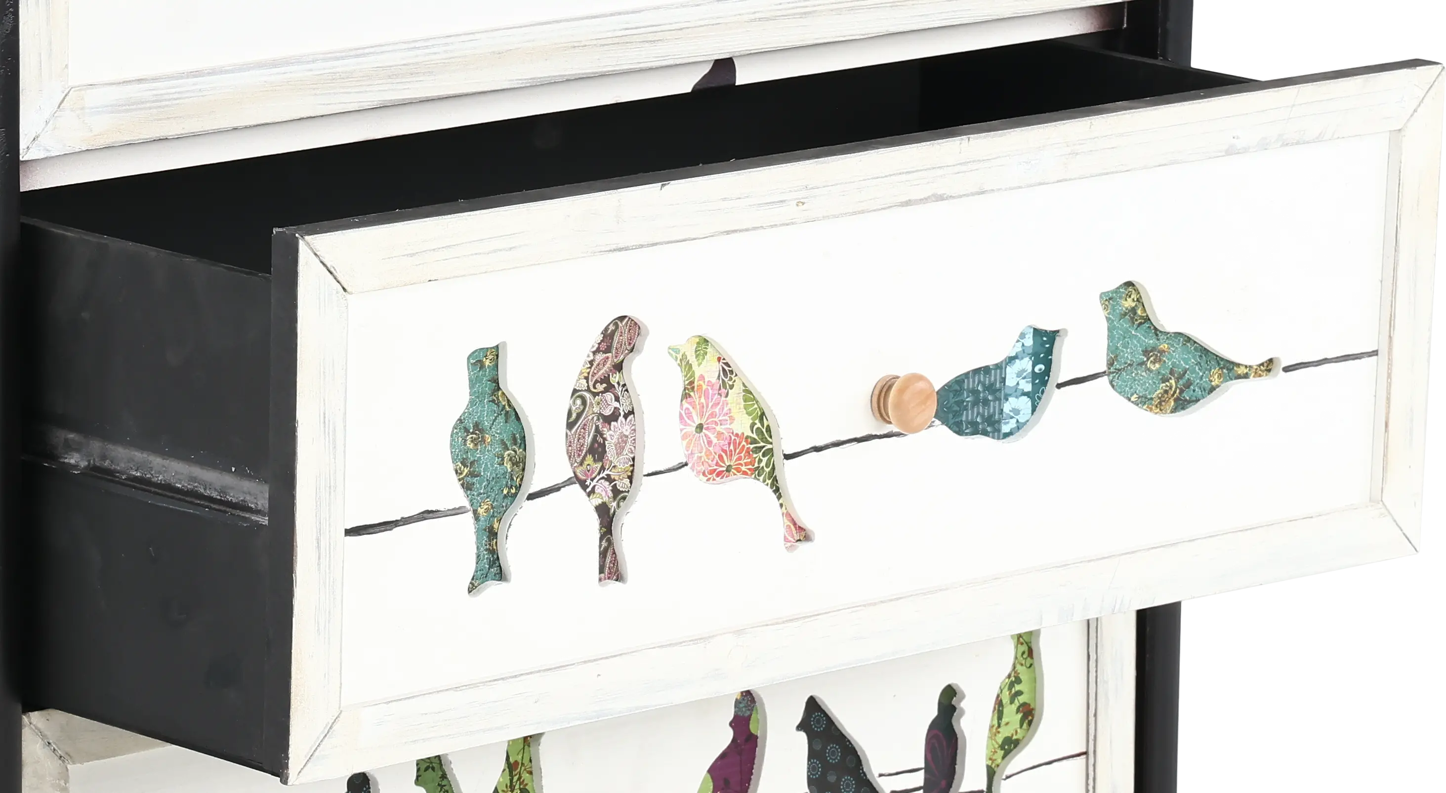 Painted 3 Drawer Bird on a Wire Chest-6