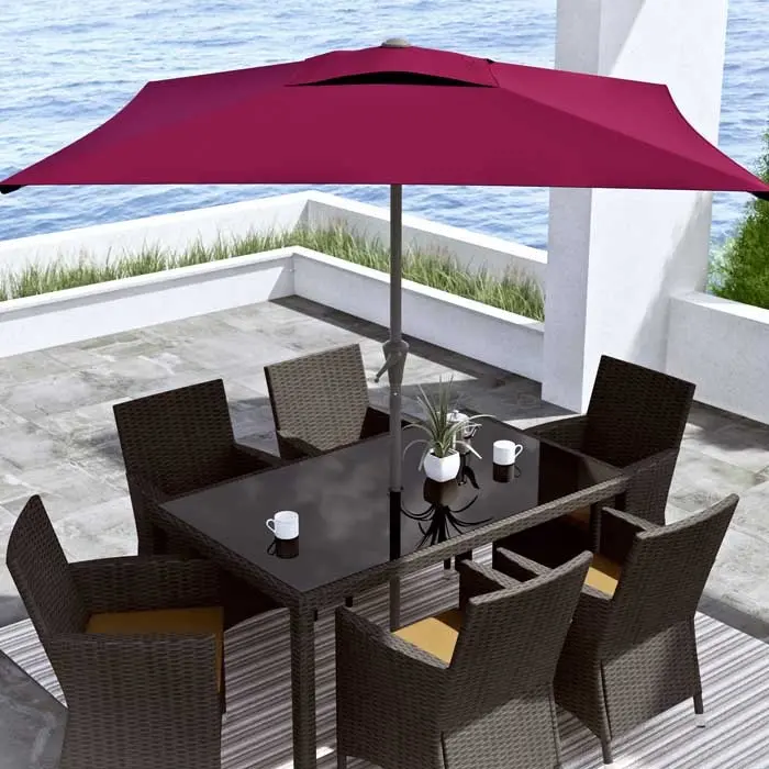 Wine Red Square Patio Umbrella-2