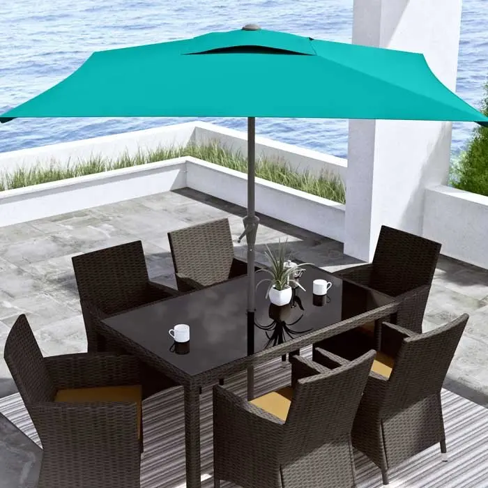 Turquoise Blue Square Patio Umbrella-2