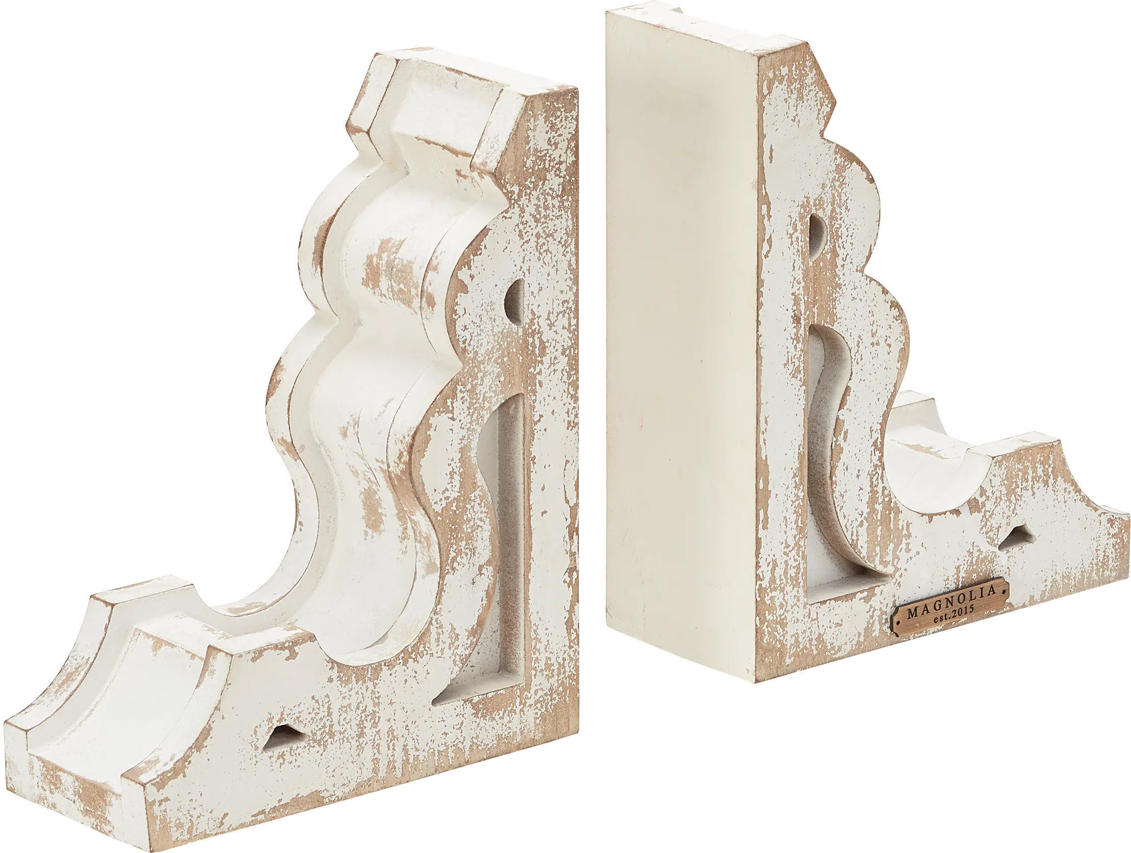 90900007B8 Magnolia Home Furniture Distressed White Bookend Pair-1