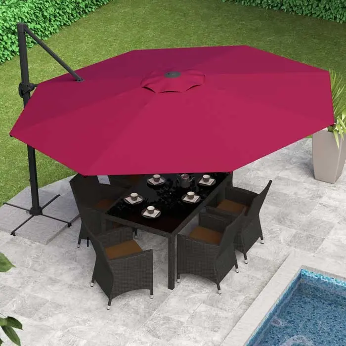 Wine Red Deluxe Offset Patio Umbrella-2