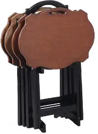 Hazelnut and Black Serpentine Folding Tray Tables