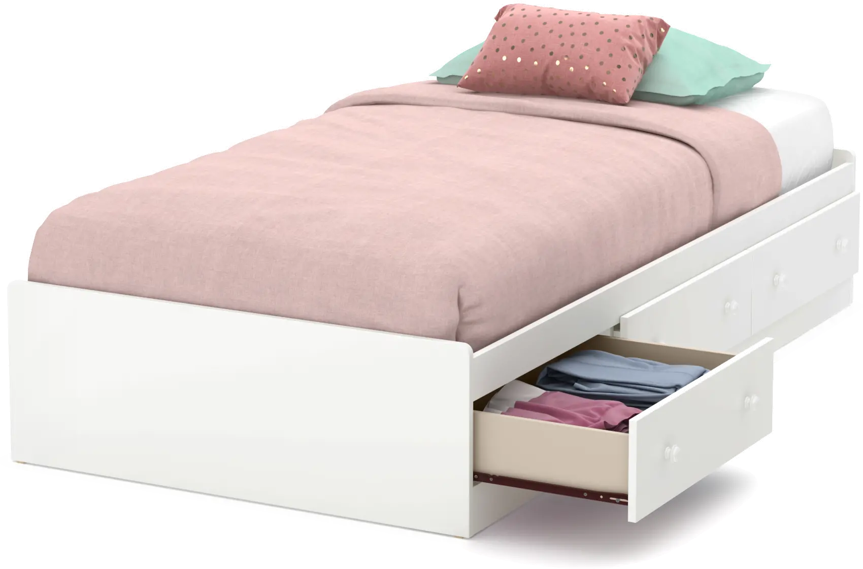 10479 Little Smileys White Twin Mates Bed - South Shore-1