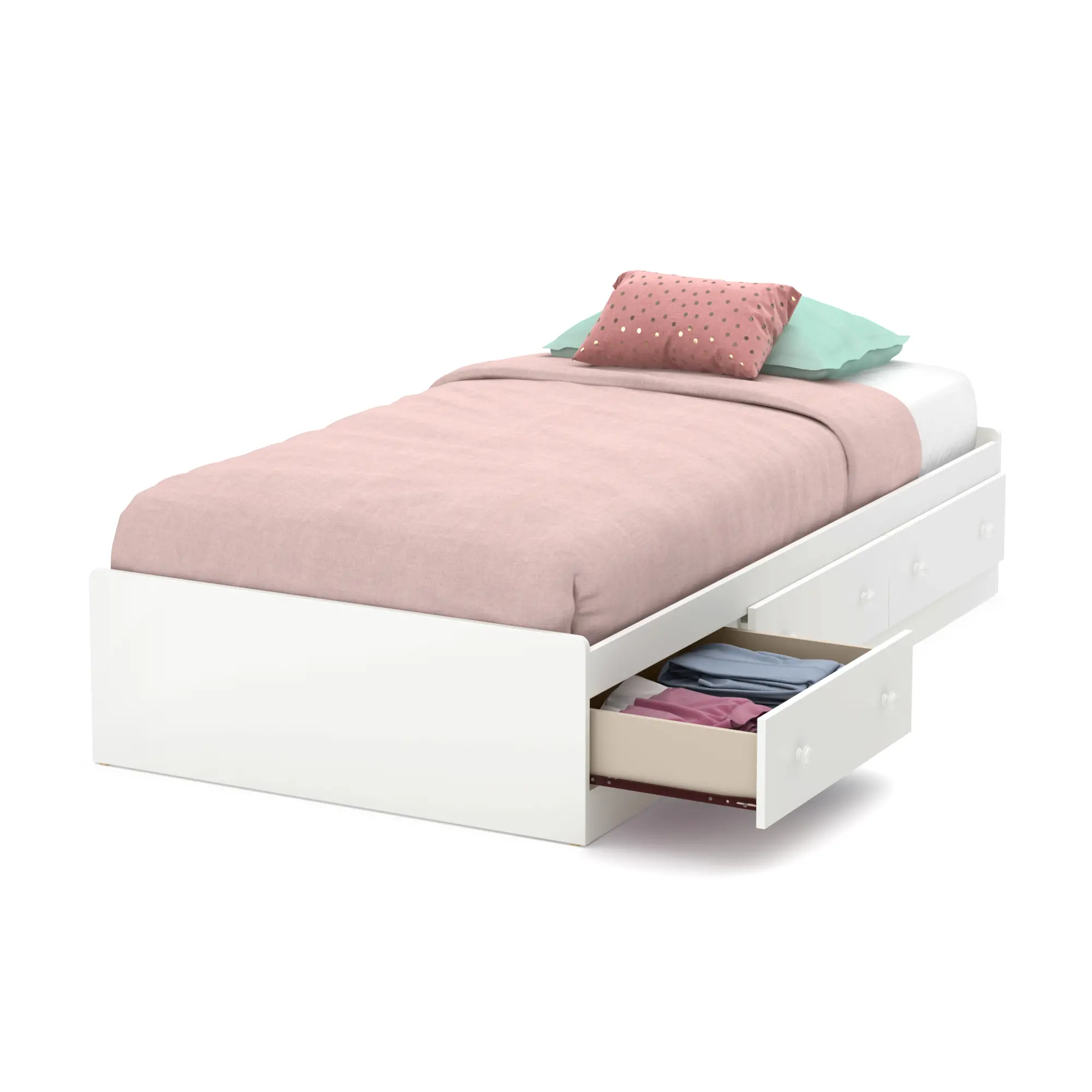10479 Little Smileys White Twin Mates Bed - South Shore-1
