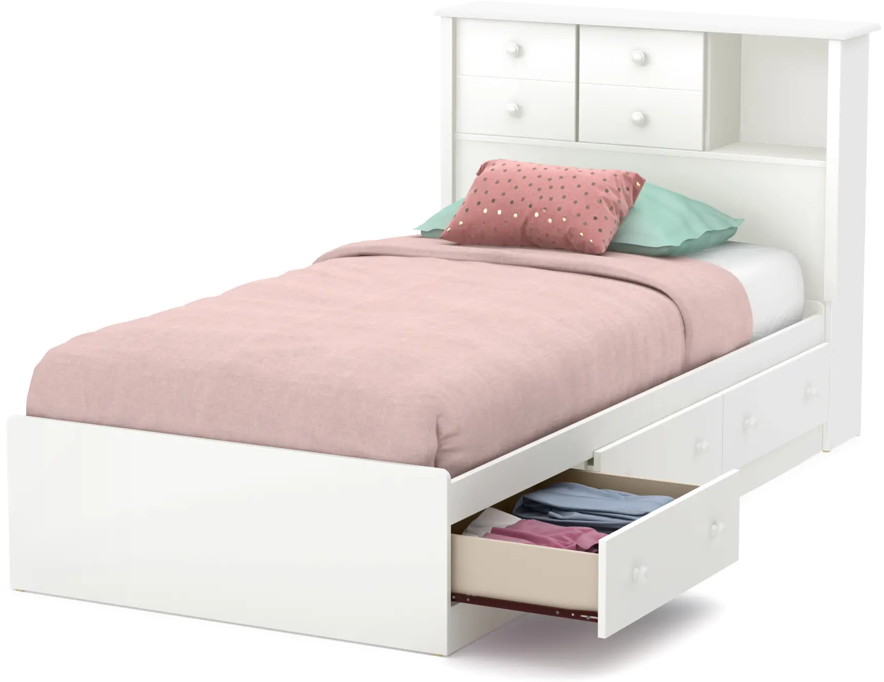 10479 Little Smileys White Twin Mates Bed - South Shore-3
