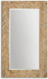 Chevron Patterned Wood Framed Mirror