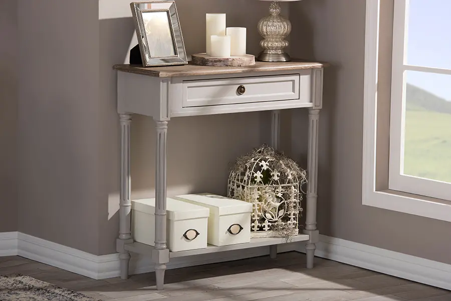 6654-RCW Rustic French Country Accent Table - Edouard-2