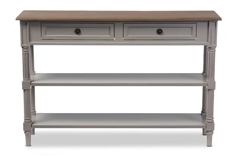 Rustic French Country Sofa Table with Drawers