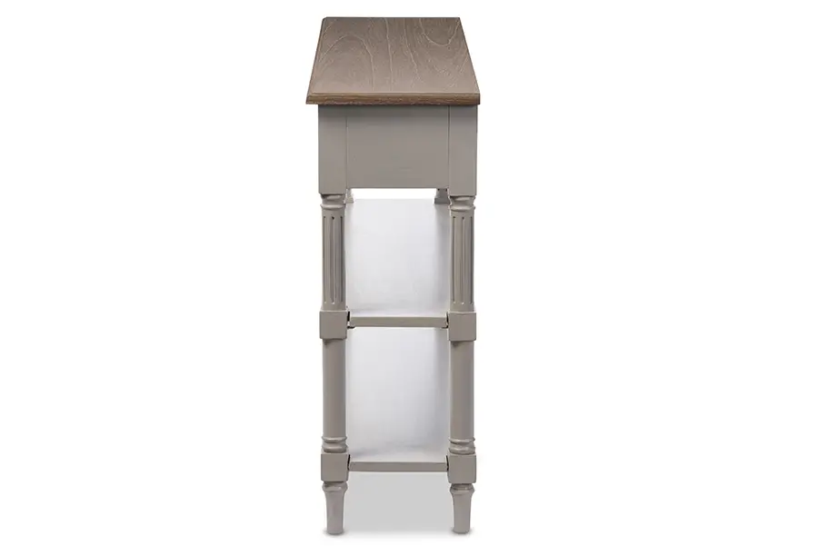 6655-RCW Rustic French Country Sofa Table with Drawers-4