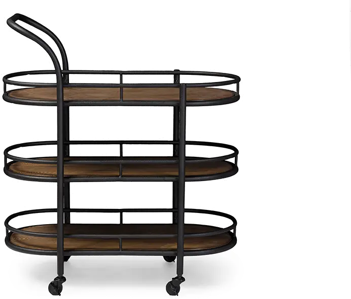 6647-RCW Antique Black Mobile Kitchen Bar/ Wine Cart - Karlin-3