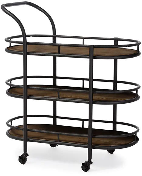 6647-RCW Antique Black Mobile Kitchen Bar/ Wine Cart - Karlin-1