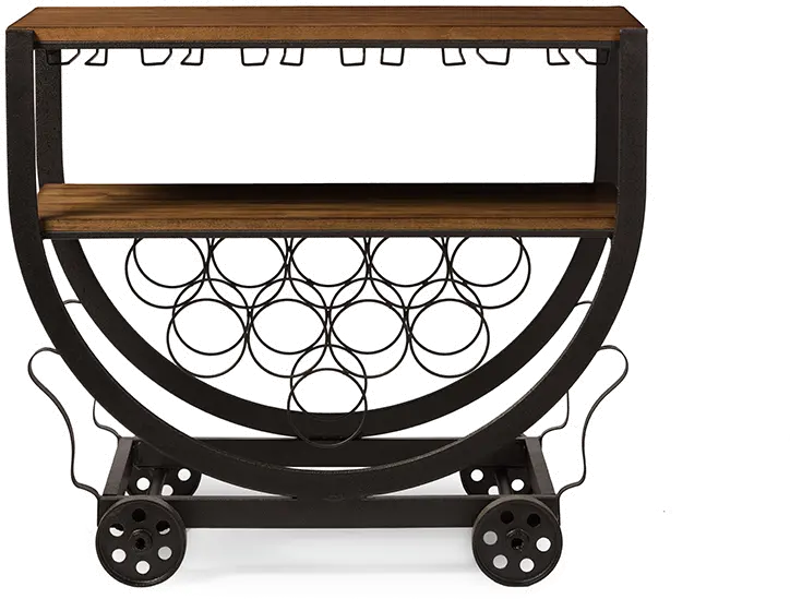 6643-RCW Metal and Wood Wheeled Wine Rack Cart - Triesta-1