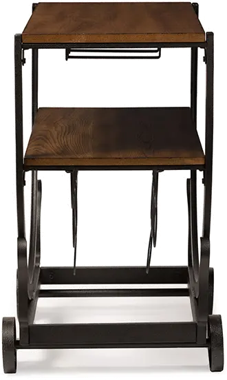 6643-RCW Metal and Wood Wheeled Wine Rack Cart - Triesta-4