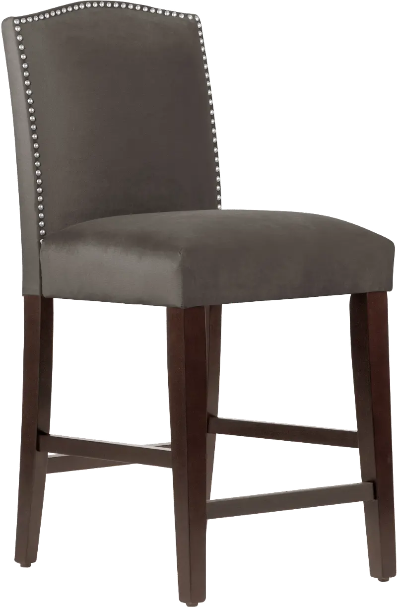 Theo Dark Brown Nail Button Back Counter Stool- Skyline Furniture