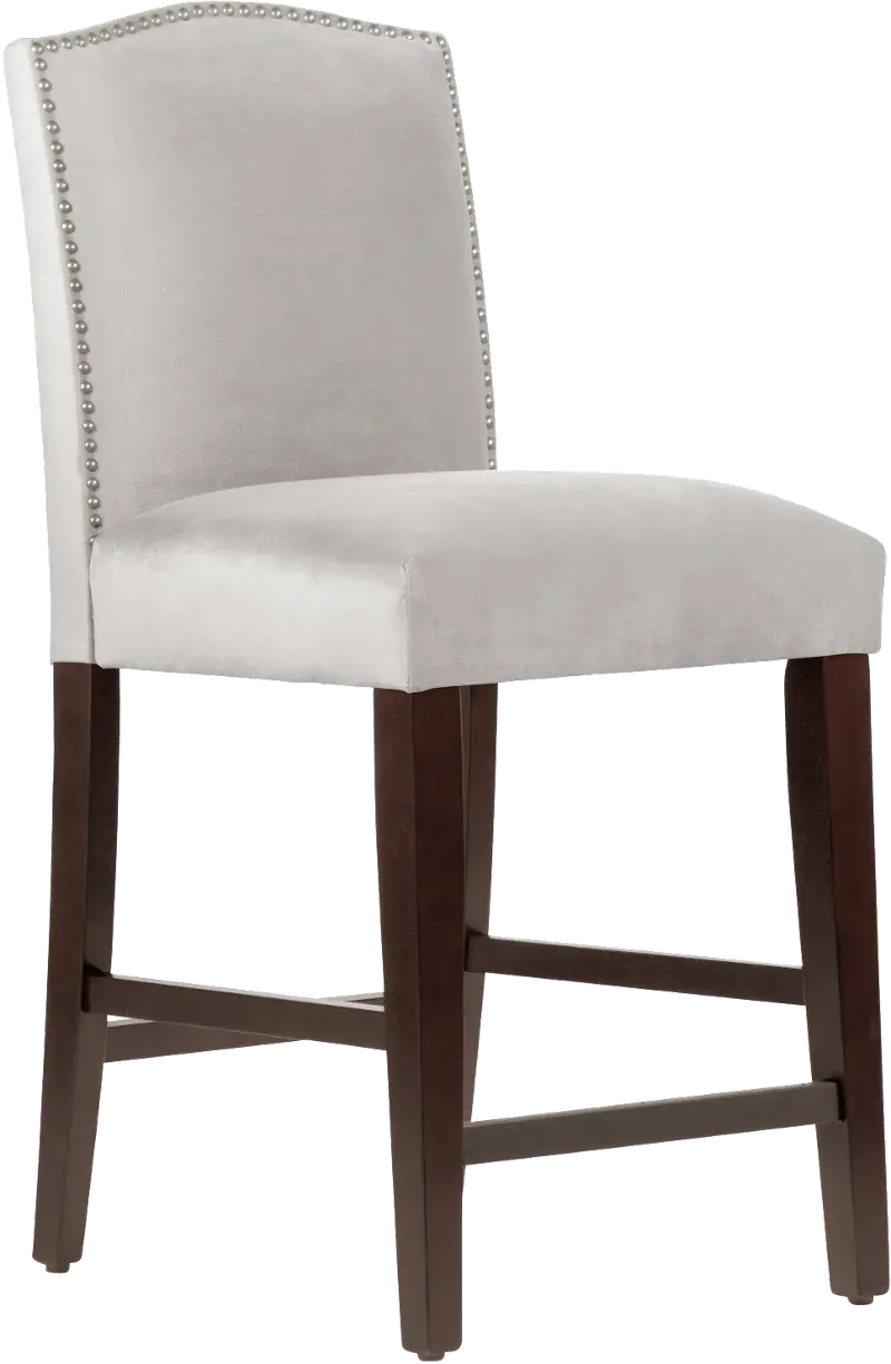 Theo Light Gray Nail Button Back Counter Stool- Skyline Furniture