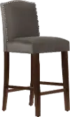 64-8NB-SVMSTCSM Theo Dark Brown Nail Button Back Bar Stool- Skyline Furniture