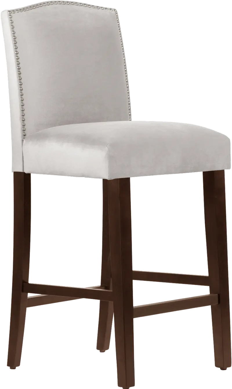 Theo Light Gray Nail Button Back Bar Stool- Skyline Furniture