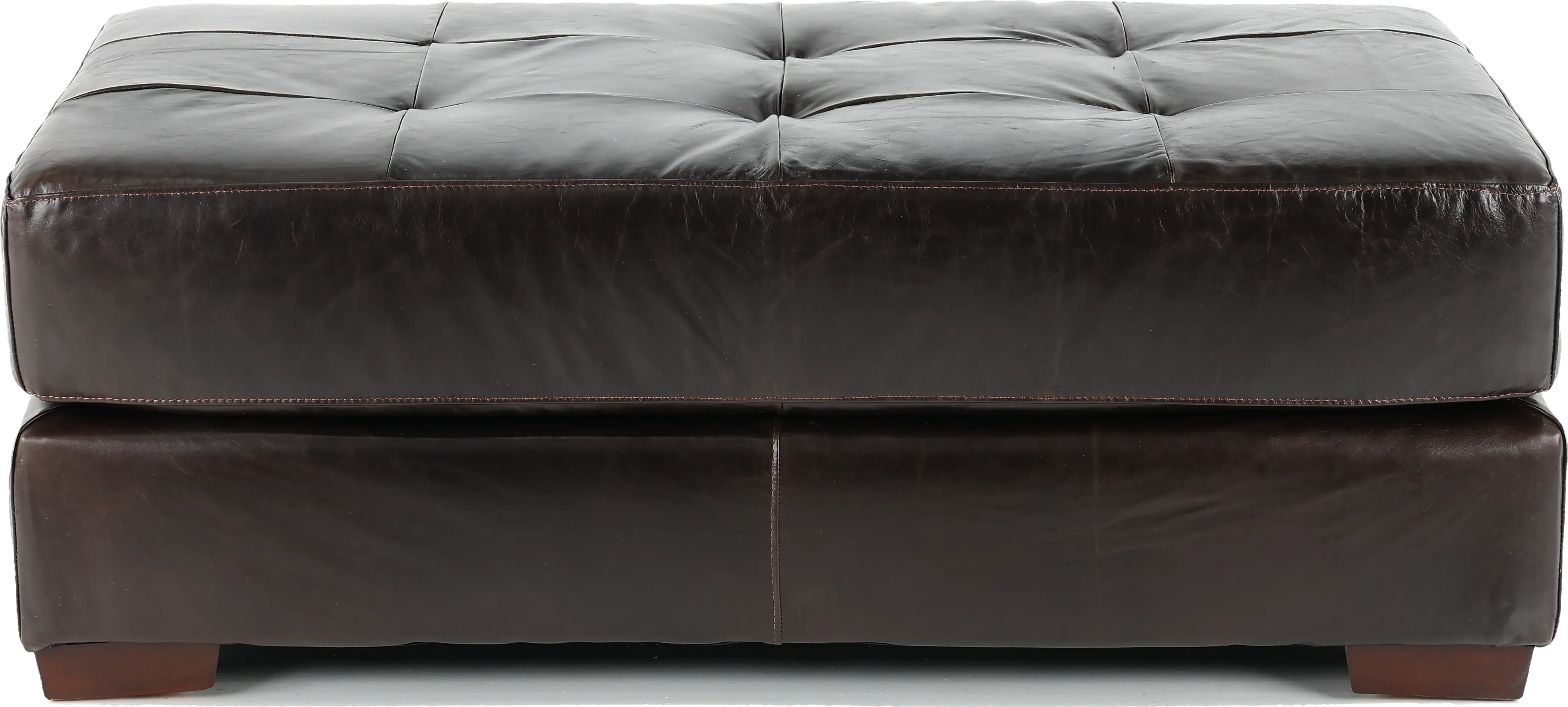 Mayfair Tobacco Brown Leather Ottoman-1