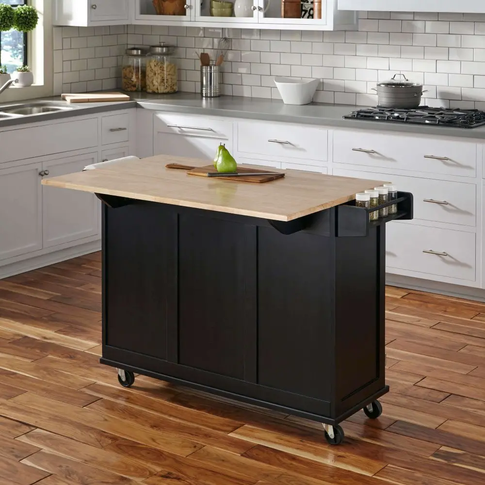 4510-95 Black Wood Top Kitchen Cart - Liberty-2