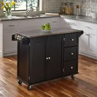 4513-95 Black Stainless Top Kitchen Cart - Liberty 