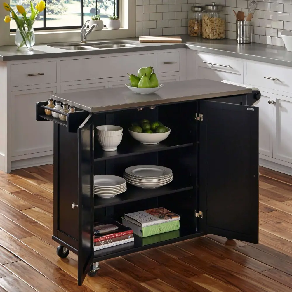 4513-95 Black Stainless Top Kitchen Cart - Liberty -2