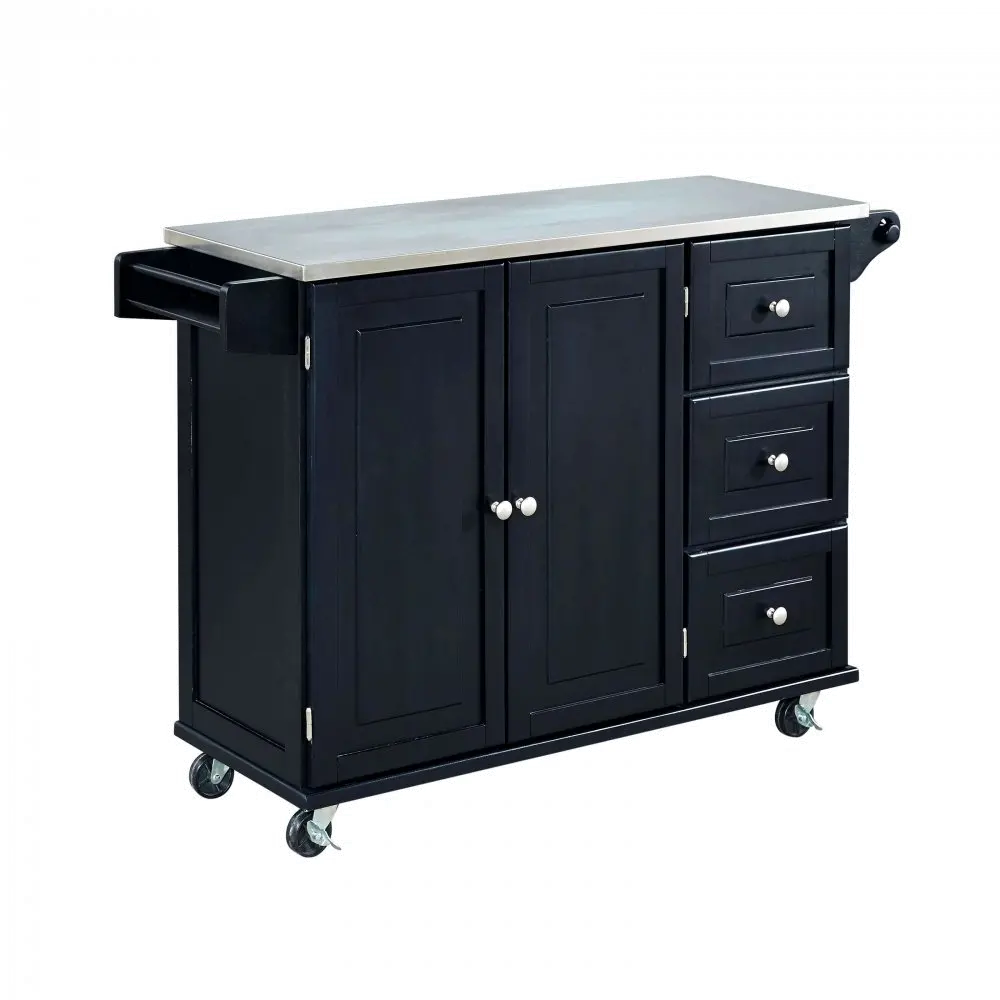 4513-95 Black Stainless Top Kitchen Cart - Liberty -3
