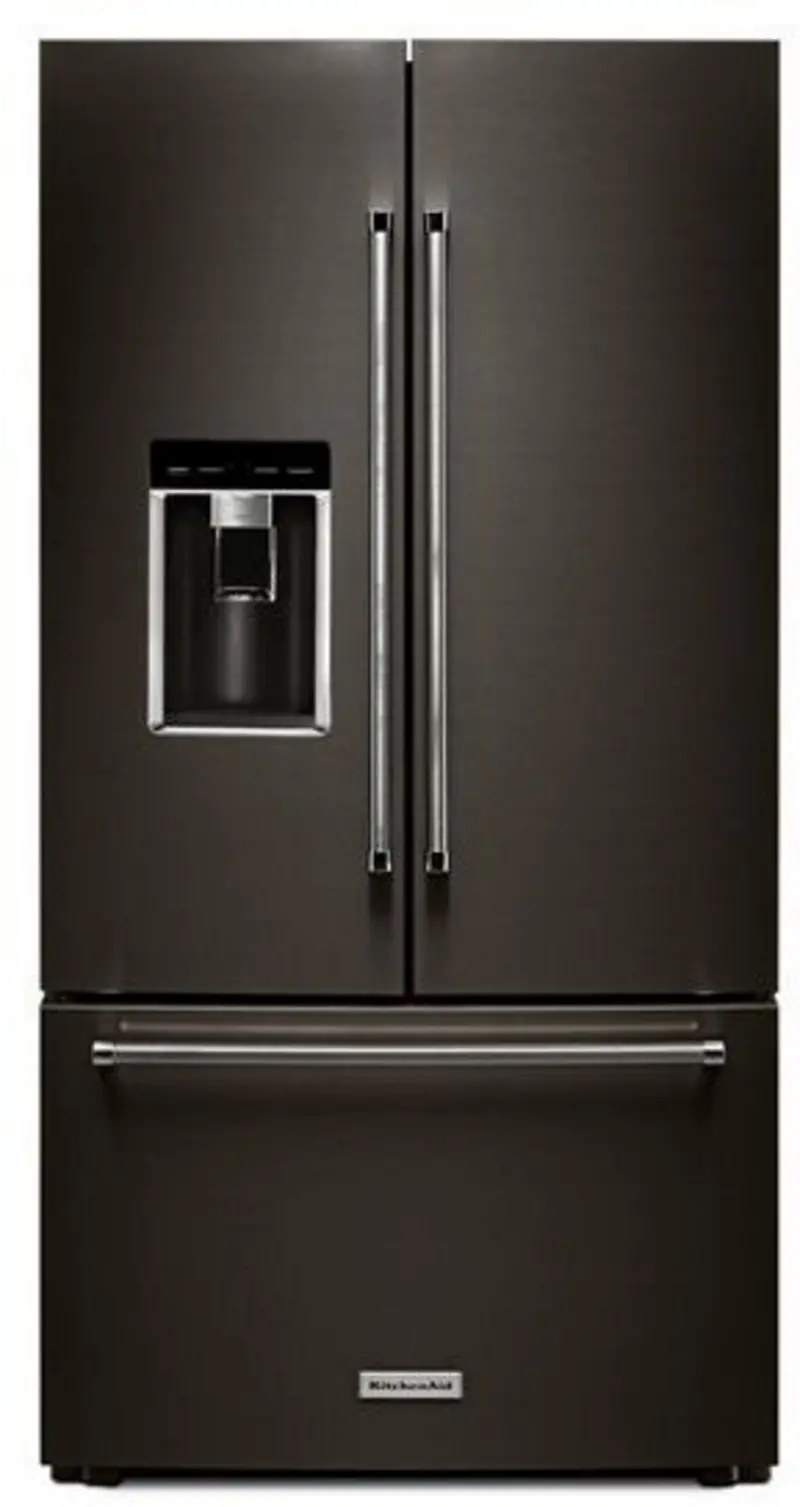 KitchenAid 23.8 cu ft French Door Refrigerator - Counter Depth Black Stainless Steel