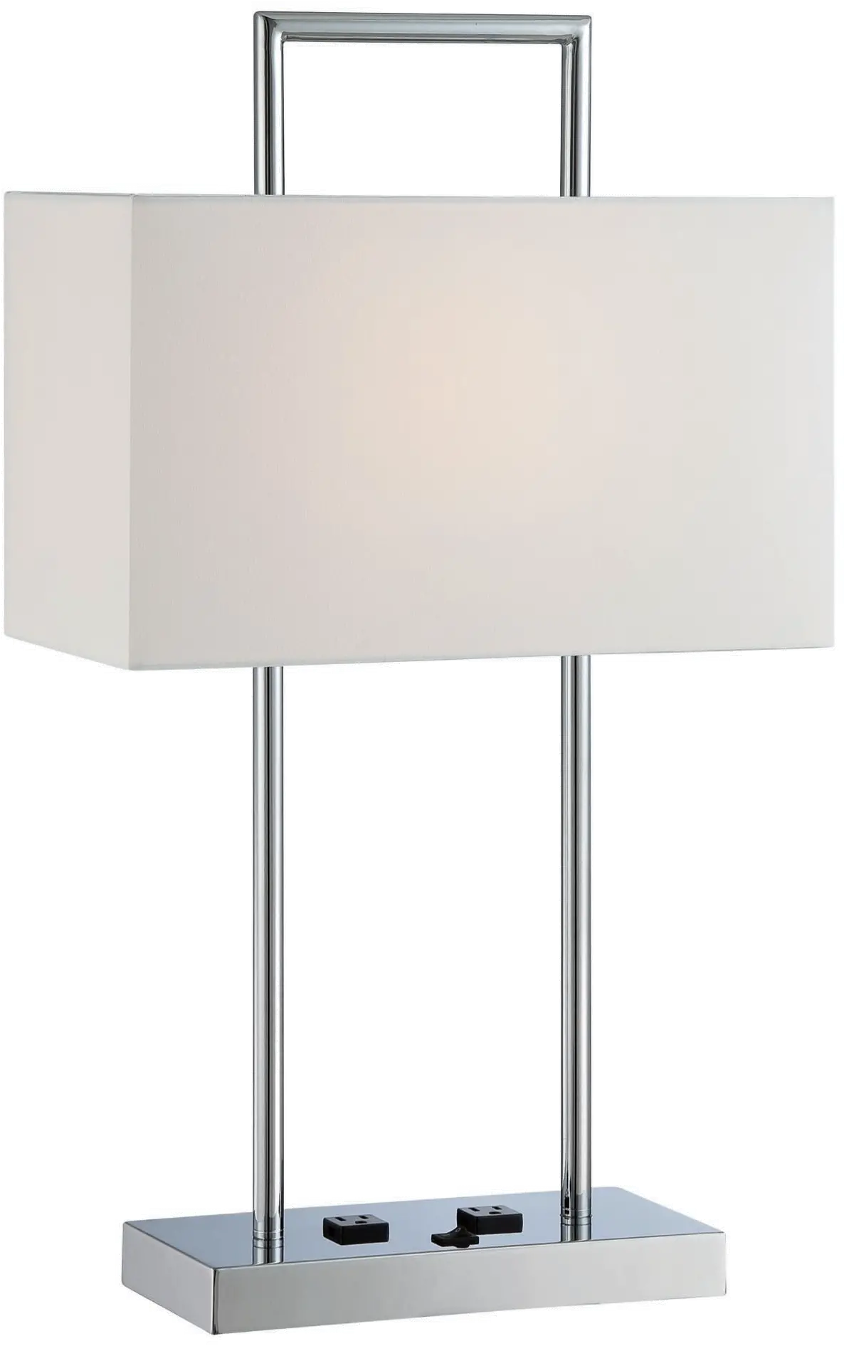 Chrome Table Lamp with 2 Outlets-1