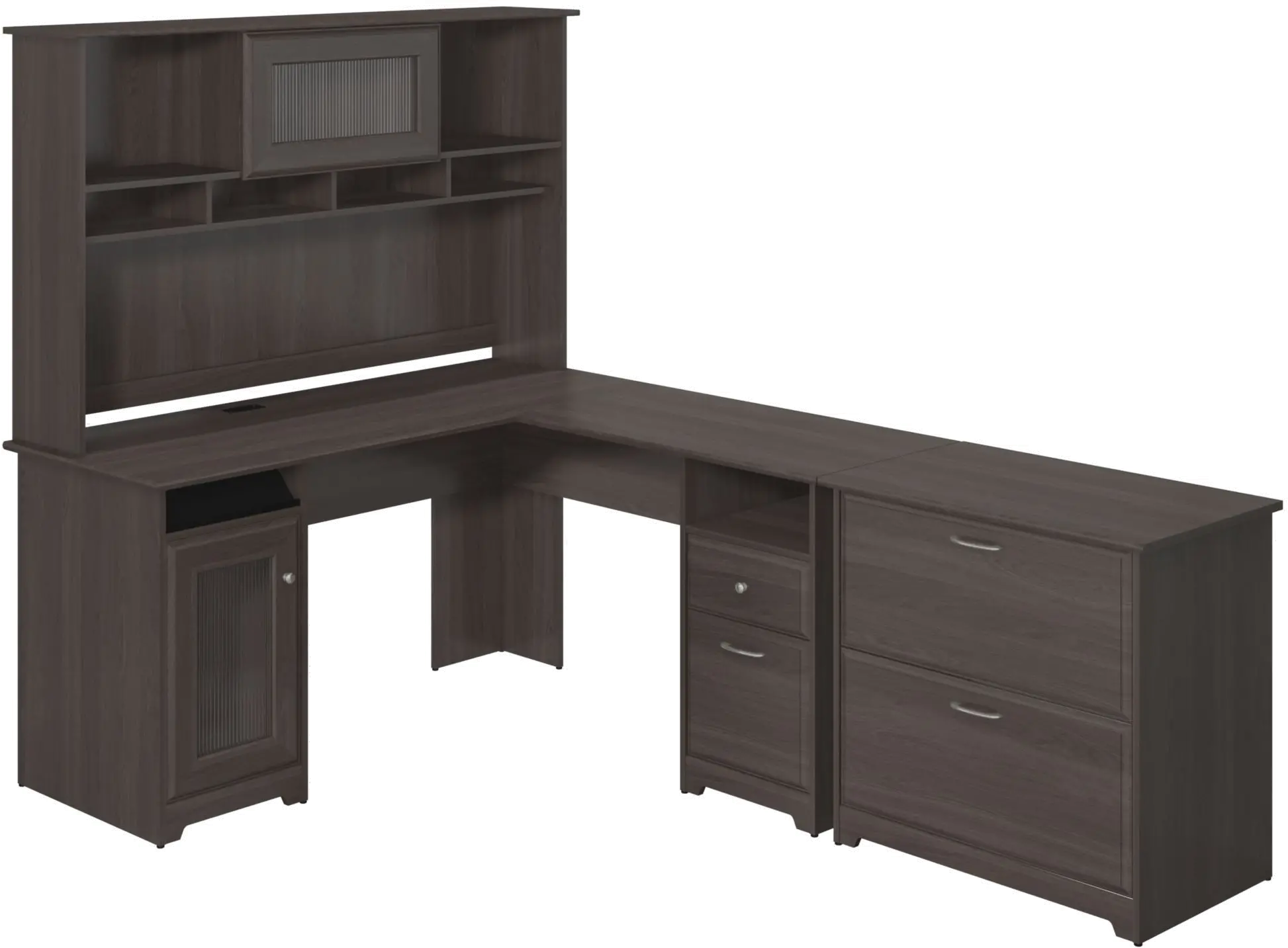 CAB005HRG Cabot Heather Gray L-Desk with Hutch and Lateral File - Bush Furniture-2