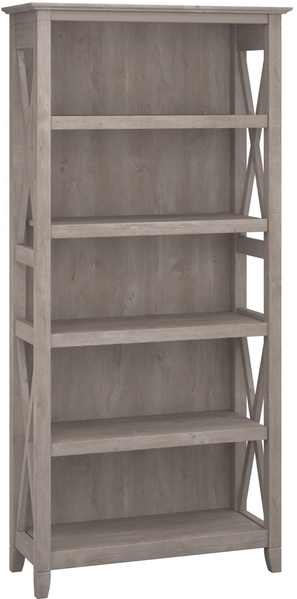 KWB132WG-03 Key West Gray 5-Shelf Bookcase - Bush Furniture-1