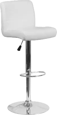 White Vinyl Adjustable Bar Stool with Chrome Base