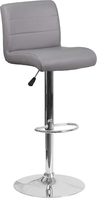 Gray Vinyl Adjustable Bar Stool with Chrome Base-1
