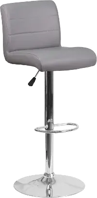 Gray Vinyl Adjustable Bar Stool with Chrome Base