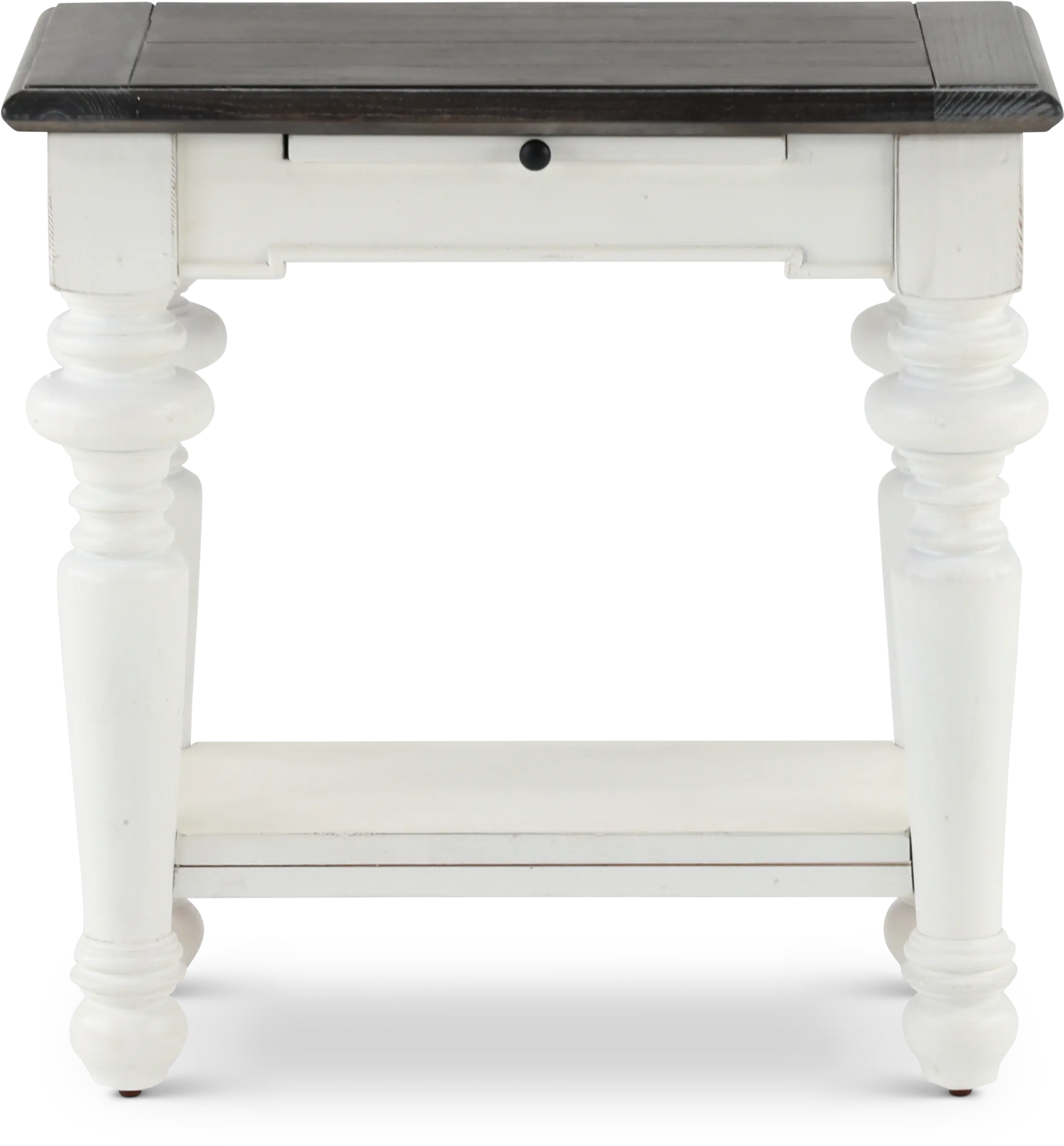 European Cottage Charcoal Gray & White Side Table-1